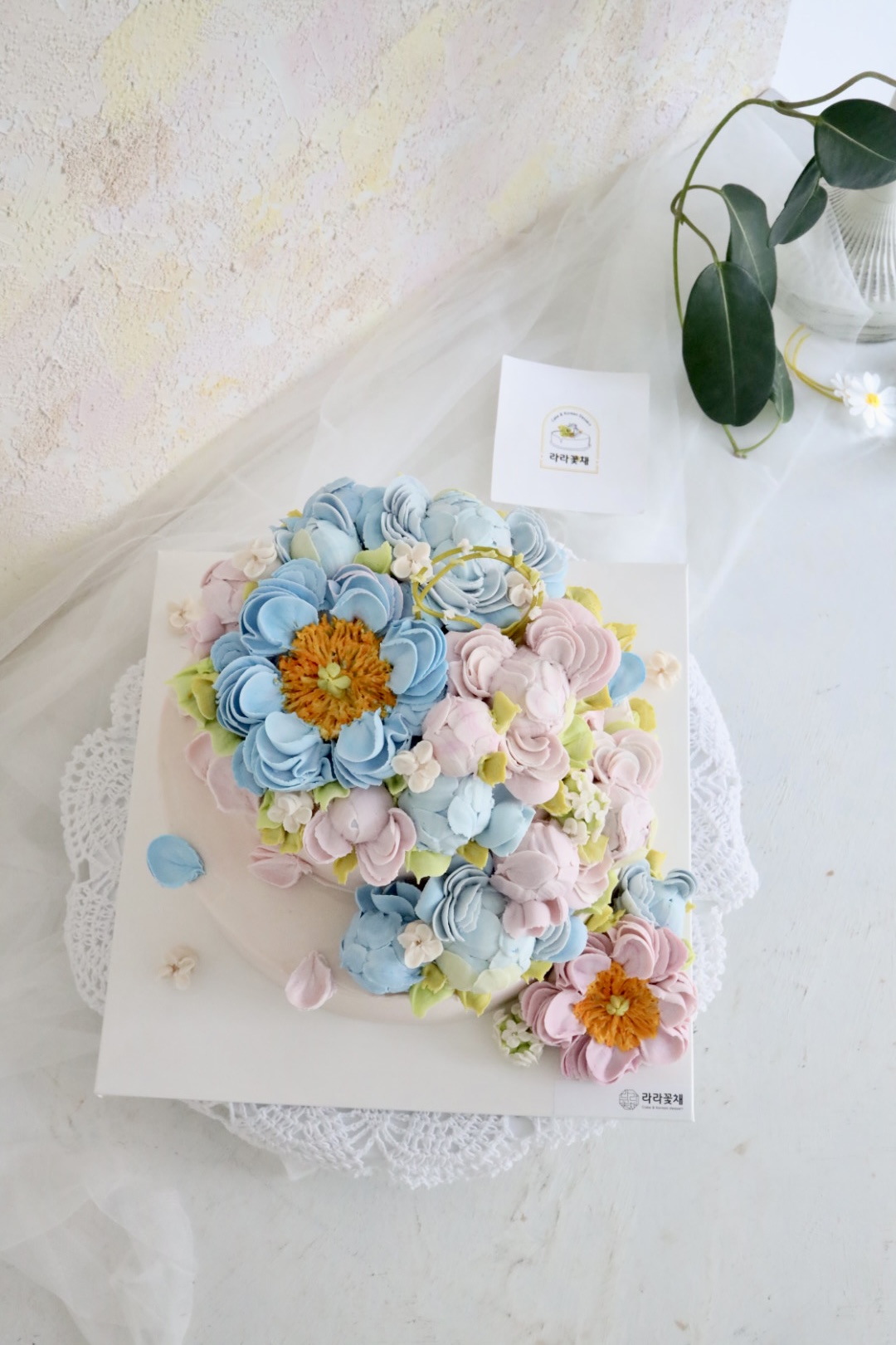 3호+1호 2단 핀작약 앙금플라워케이크